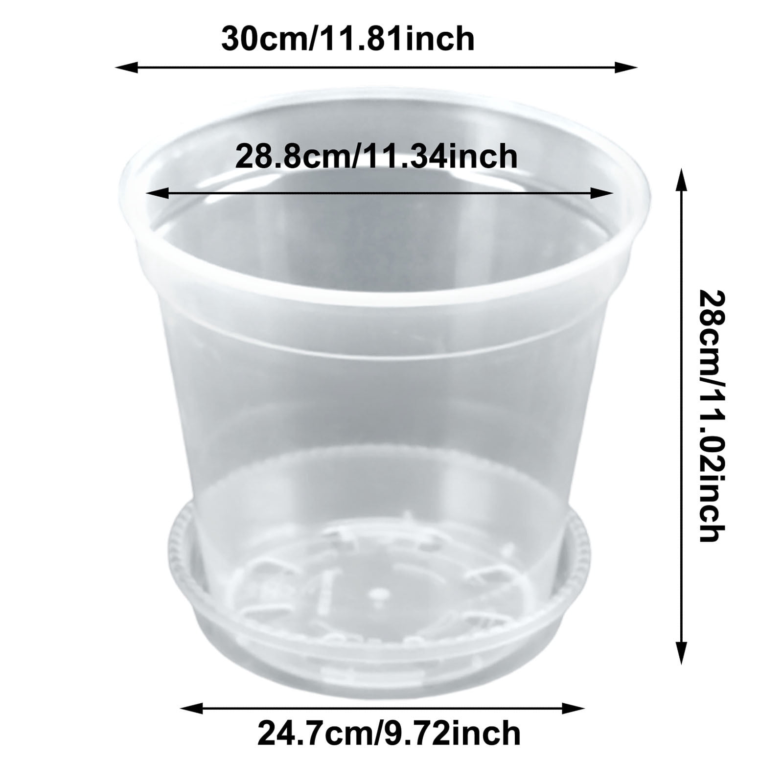 5 Pack 11.8 Inch Clear Nursery Pots, Transparent Pots with Drainage Holes, Starting Containers for Succulents Orchids Indoor Outdoor Gardening