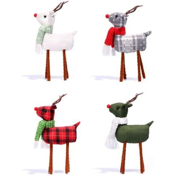 4pcs Reindeer Christmas Decoration, Standing Christmas  Decor, Handmade Plush Swedish Santa  Figurines Christmas for Home Indoor$$Home Decor, Kitchen, & Other