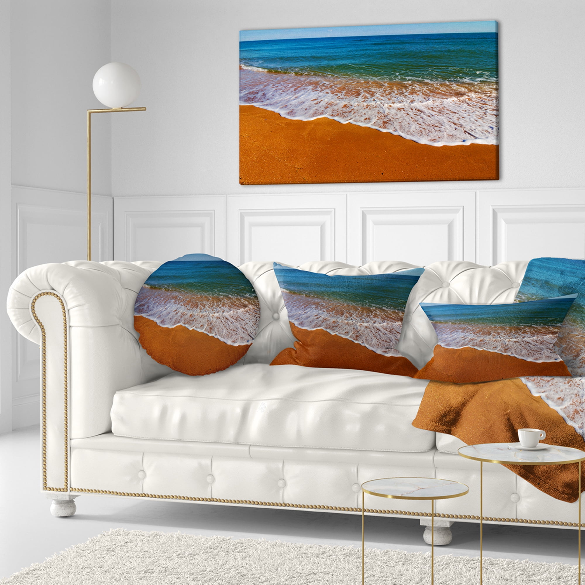 Designart 12" x 20" White Polyester Throw Pillow