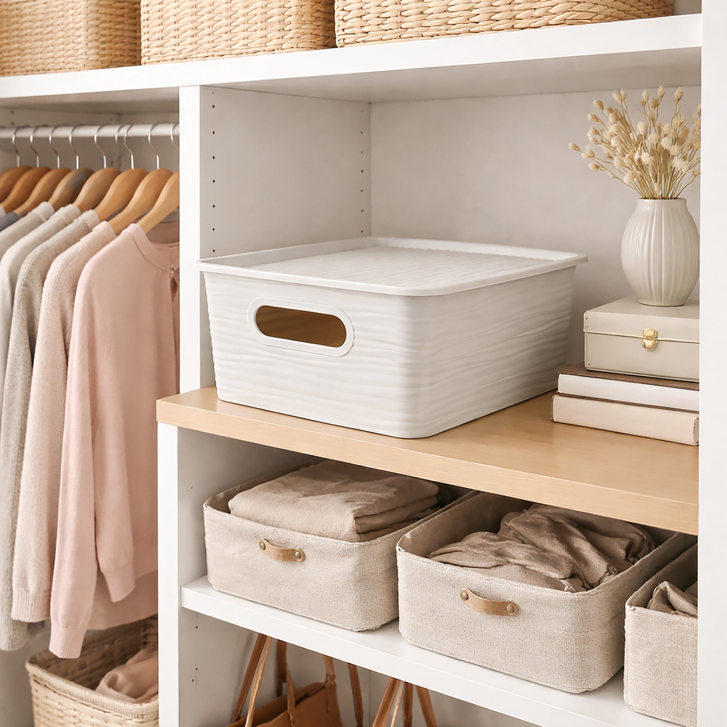 Simplify Small Wave Pattern Storage Box in Grey