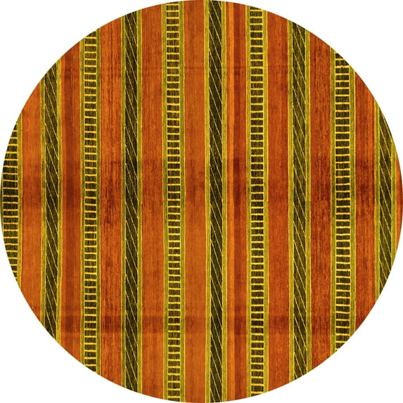 Ahgly Company Indoor Round Oriental Yellow Modern Area Rugs, 8' Round