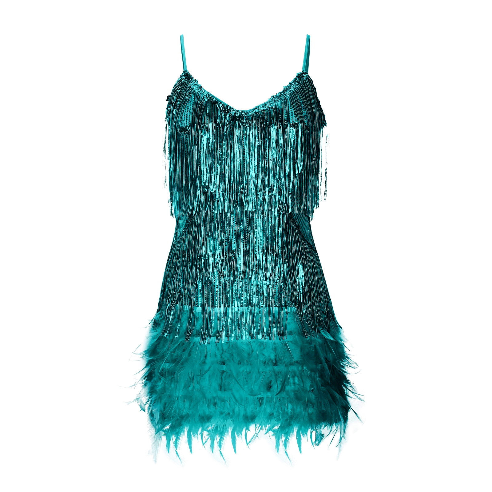 sequined feather casual mini suspender evening dress Rosalinda | White Sequin Square-Neck Mini Dress With Feather Trim