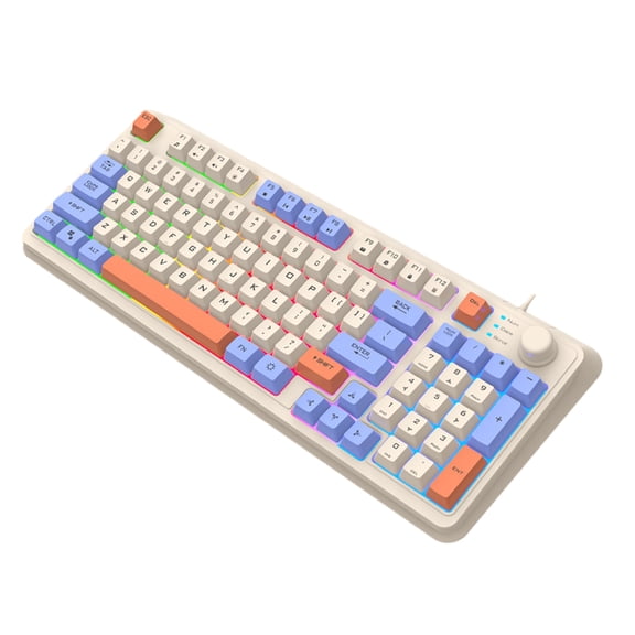 Gaming Keyboard Full Size LED Backlit Keycap Quiet Computer Keyboard 94 Keys Corded Keyboards for PC Desktop Office