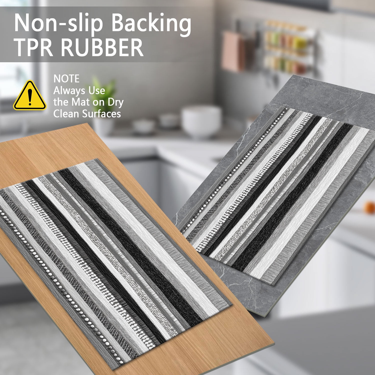 3 Piece Kitchen Rug Set, Non-Slip And Washable, Abstract Pattern Kitchen Hallway Rug, Soft And Comfortable, Suitable For Sinks, Floors, Entrances, Hallways and Bathrooms