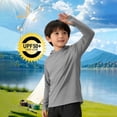 thumbnail image 2 of HAOTAGS Athletic Shirts for Boys,UV-Blocking Hooded Long Sleeve Kids Sun Protection Shirts Gray 9-10T, 2 of 6