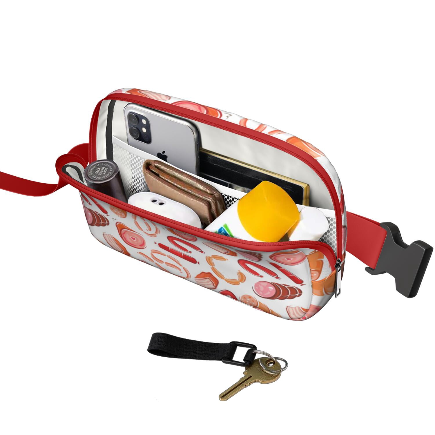 Food Lover Fanny Pack for Women – Cute Waist Bag with Colorful Food Print, Perfect for Foodies, Snack Fans & Fun Casual Outfits