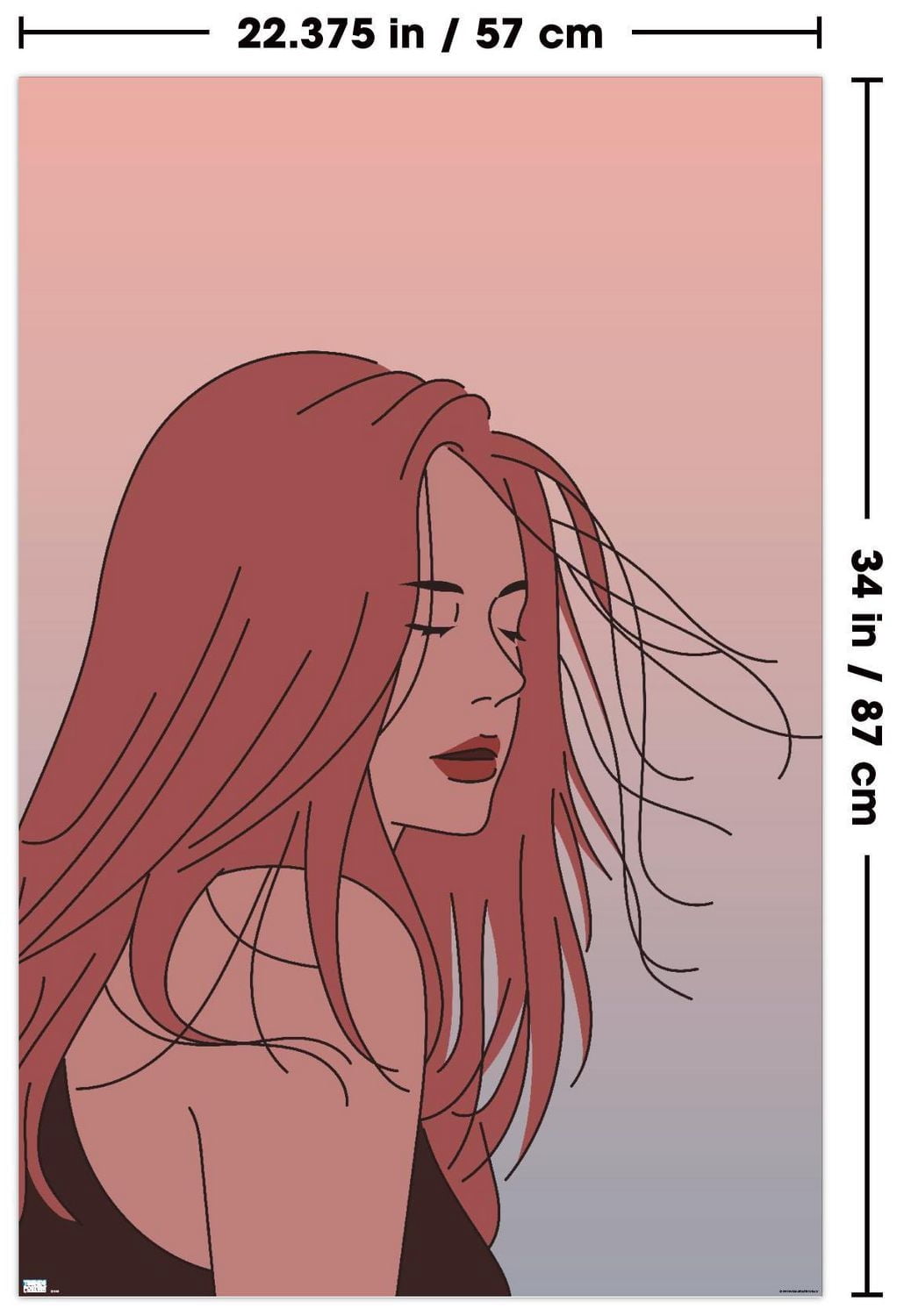 Femme dessinée à la main avec les cheveux au vent