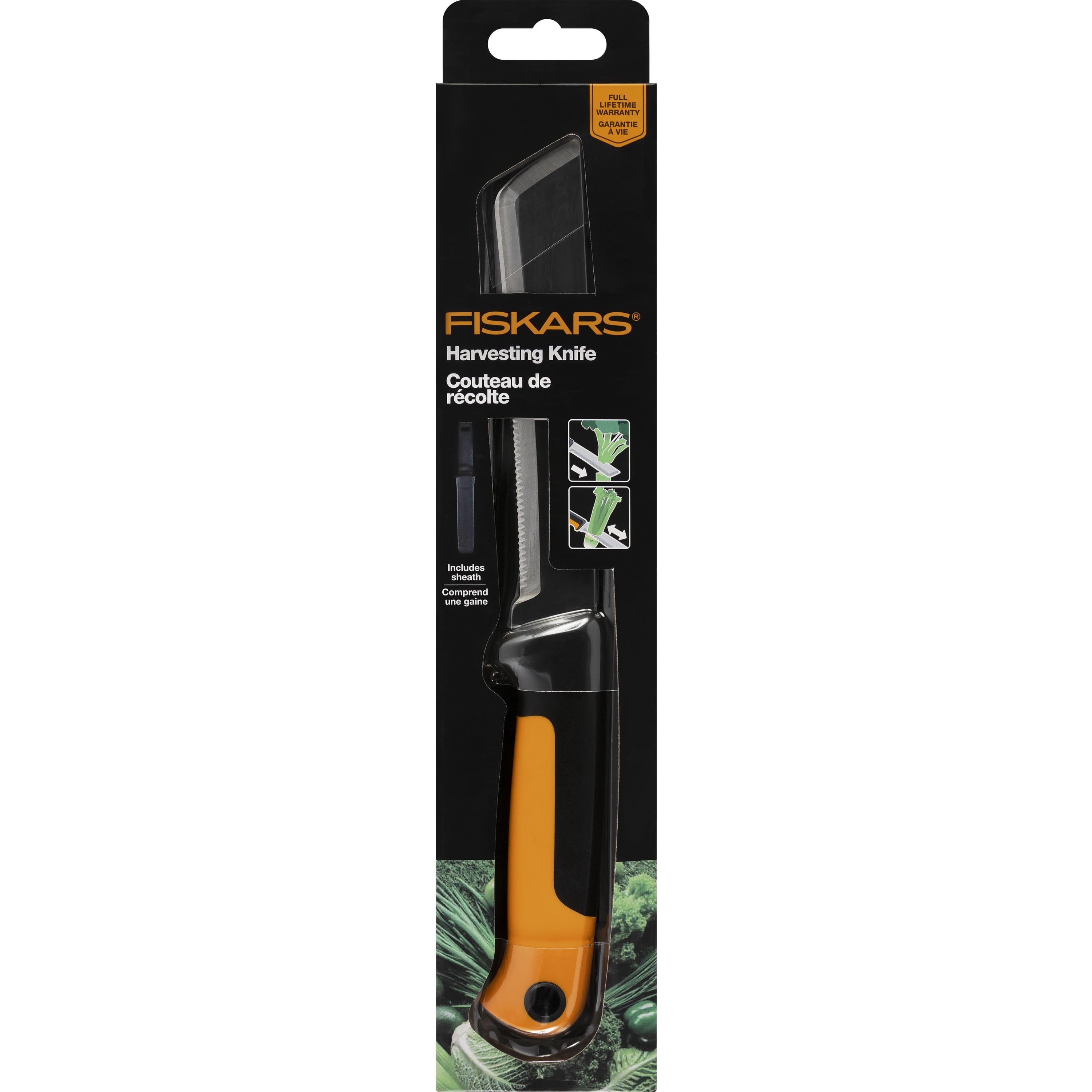 Fiskars Harvesting Garden Knife, Food Gardening Tools, Orange and Black