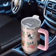 thumbnail image 6 of OBREWU Pink French Bulldog Flowers Florals Tumbler with Handle and Lid,Pink French Bulldog Flowers Florals 40oz Double Wall Vacuum Insulated Tumbler,Cups Gift for Women and Men, 6 of 7