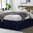 thumbnail image 2 of Pleated Bed Skirts Polyester Solid Dust Ruffle 14 Inch Drop Navy Blue, 40, 2 of 8