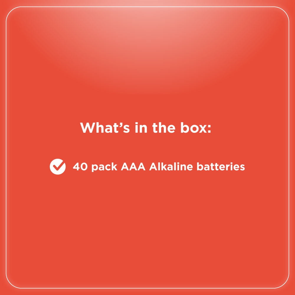 RadioShack AAA Alkaline Batteries 40-Pack – 1.5V, 850mAh, 10-Year Storage Warranty, Mercury & Cadmium Free