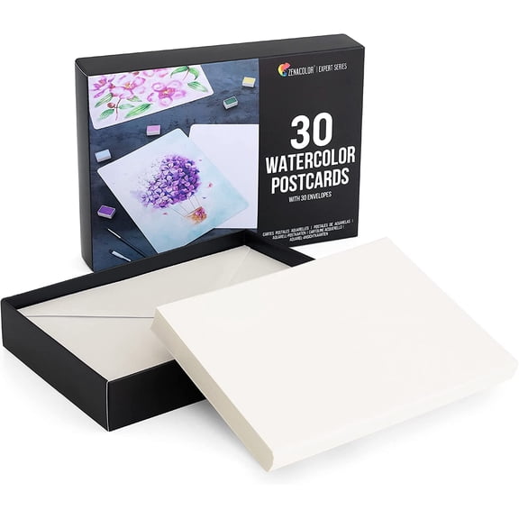 Blank Watercolor Cards with Envelopes NOT Folded - 60 Pack : 30 Postcards and 30 Envelopes 5x7" - Watercolor Postcards 300GSM - DIY Thank You Card, Greetings Cards, Christmas, Invitations, Birthday