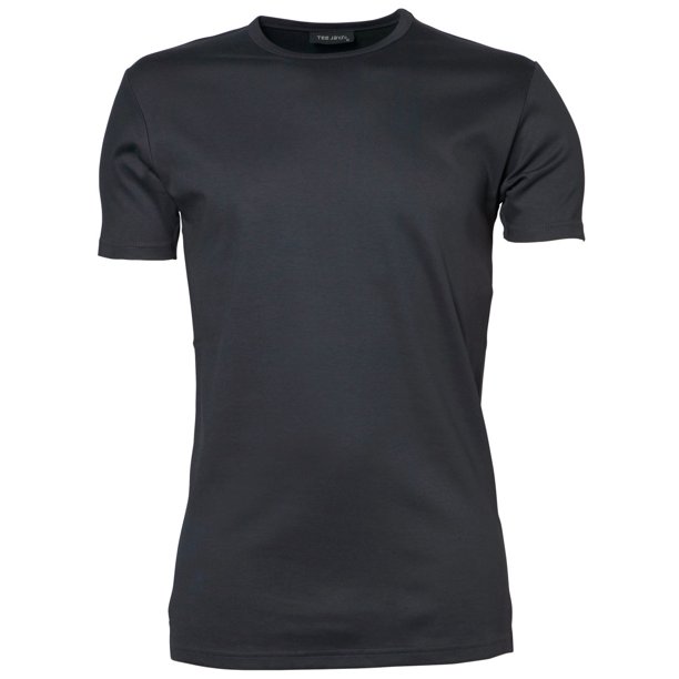 Tee Jays - Camiseta básica de manga corta con cuello redondo para hombre - 100% Algodón ringspun combed interlock (Gris Oscuro)