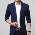 thumbnail image 2 of SWSMCLT Men's Business Casual Blazer Split Suit Jacket Long Sleeved Blazer Jacket Casual Snazzy Navy 44, 2 of 5
