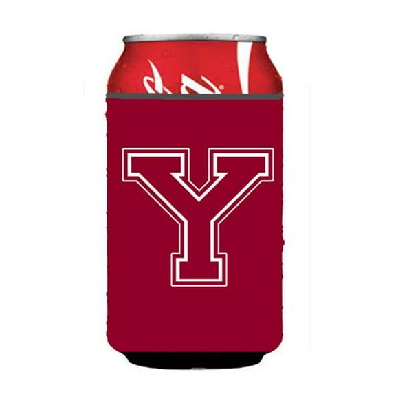 Letter Y Initial Monogram - Maroon And White Can Or Bottle  Hugger