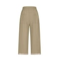 thumbnail image 5 of Wide Leg Linen Pants Women Casual Hollow Out Long Pants Lightweight Breathable High Waist Loose Fit Womens Linen Pants Khaki S, 5 of 6