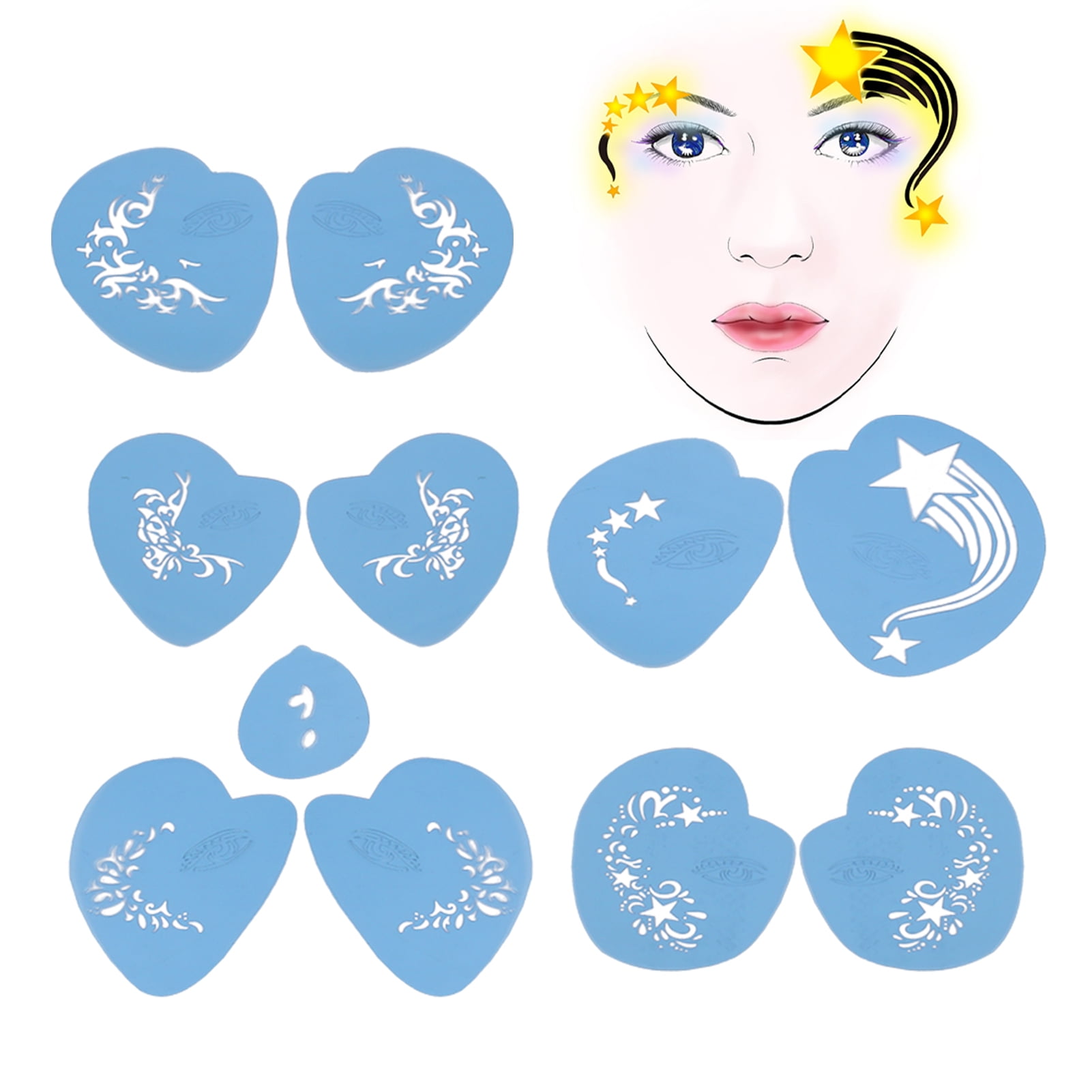 Domqga Stencils 5pcs Face Paint Stencils Kit PET Reusable Painting 