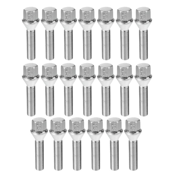 Unique Bargains 20pcs M12x1.25 Extended Wheel Lug Bolts for Wheel Spacers Conical Seat 40mm Shank Length for Fiat 500