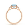 thumbnail image 2 of ANGARA Natural Cushion 1.4 ct Aquamarine & Diamond Three Stone Engagement Ring in 14K Rose Gold for Women (Size-7mm) | March Birthstone, Anniversary, Jewelry Gift for Women | Natural Aquamarine Ring, 2 of 9