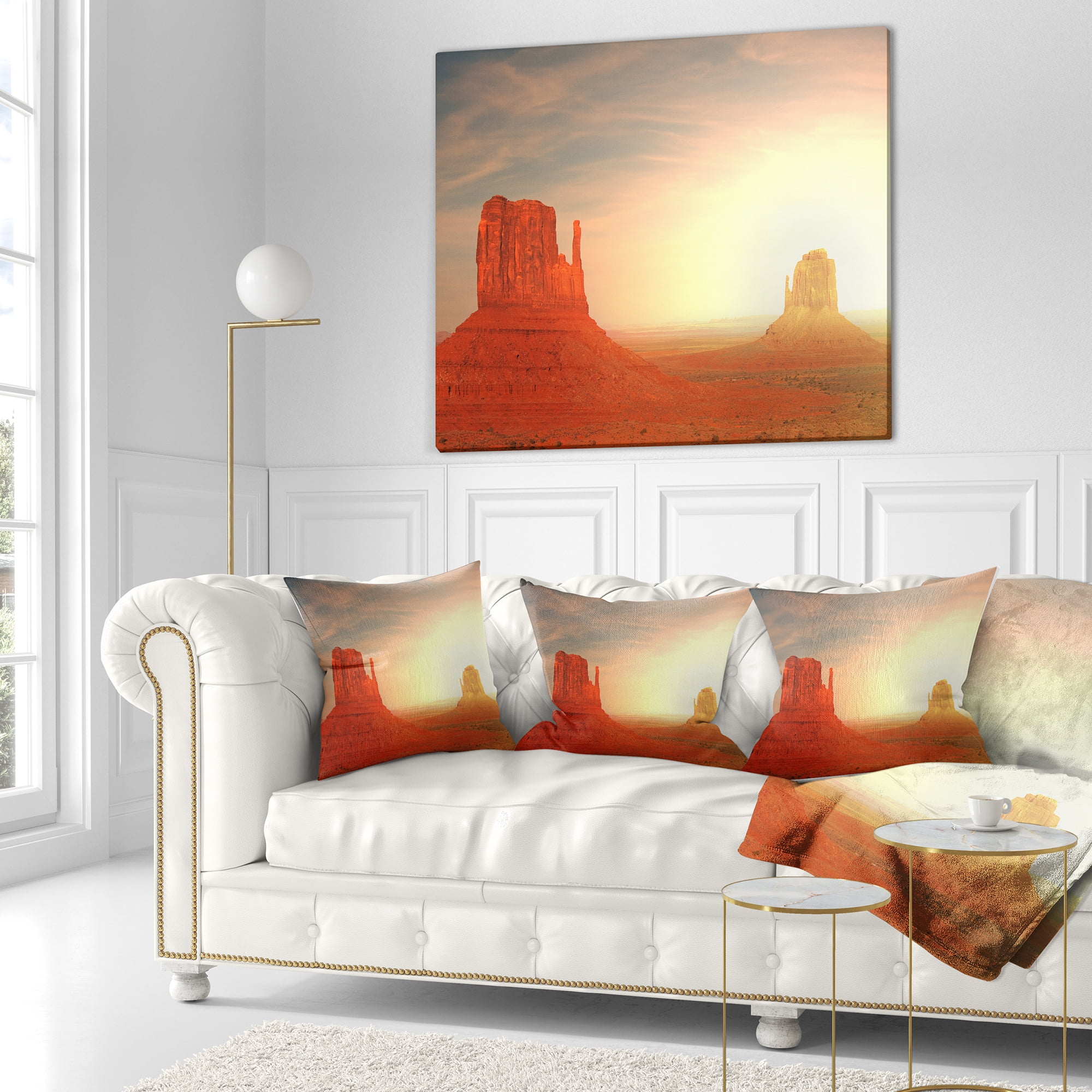 Designart Monument Valley Utah Usa - Landscape Printed Throw Pillow - 16x16