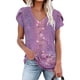 thumbnail image 1 of ICHUANYI Clearance Fashion Women's Summer V-Neck Short Sleeve Print Casual T-shirt Blouse(Purple, L) ICHUANYI WER2023080708543, 1 of 4