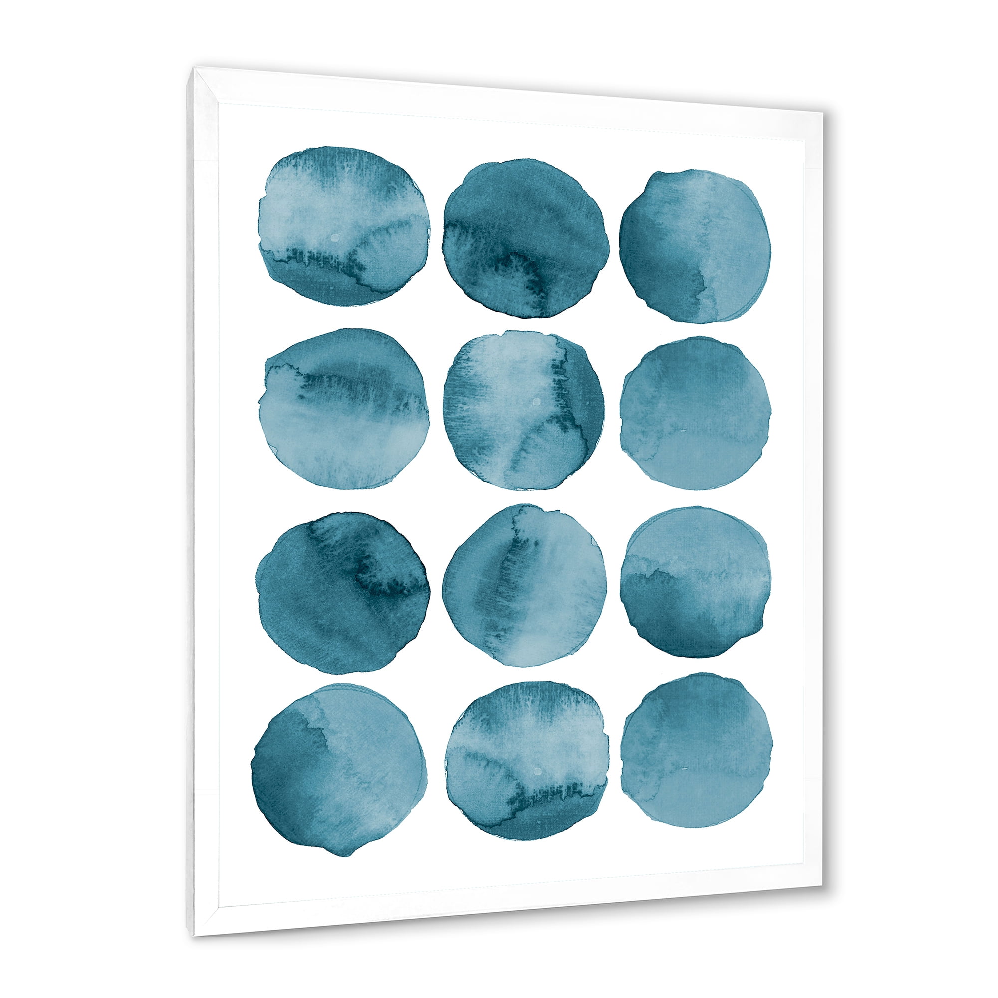 Designart 'Blue Aquamarine Circles Geometric Elements' Modern Framed Art Print