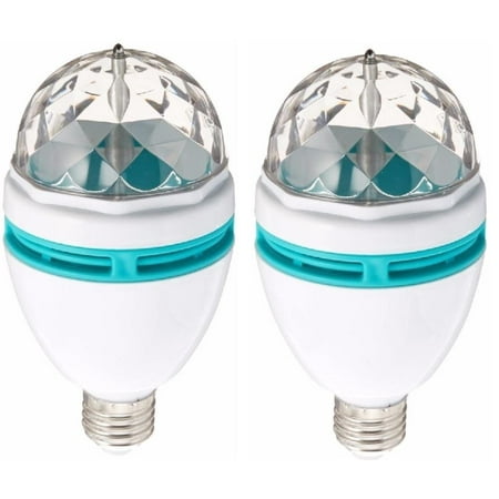 - Elegantoss Pack of 2 Rotating LED Strobe Bulb Multi changing Color Crystal Stage Light (Set of 2)