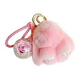 thumbnail image 2 of Car Key Chain,New Model Handmades Soft Bunny Pompom Charmss Bunny Car Key Chain Pendant Everlasting Flower Ball, 2 of 5