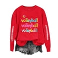 thumbnail image 2 of AKOEE Womens Crewneck Sweatshirts Football Printed Loose Pullover Graphic Sweatshirt Long Sleeve Tops Fall (XL, Red|Letter), 2 of 8