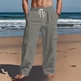 thumbnail image 5 of Men's Casual Cargo Pants Relaxed Fit Elastic Waist Drawstring Side Cargo Pockets Trouser Lightweight Work Pants Dark Gray XL, 5 of 5