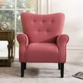 thumbnail image 2 of Wulawindy Modern Wing Back Accent Chair Roll Arm Living Room Cushion with Wooden Legs, 2 of 7