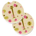 thumbnail image 1 of Letter I Initial Monogram Tan Dots Set of 2 Cup Holder Car Coaster, 1 of 1