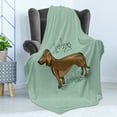 thumbnail image 4 of Dachshund Soft Flannel Fleece Blanket, Dachshund Puppy on an Abstract Turquoise Background Pure Breed Animal, Cozy Plush for Indoor and Outdoor Use, 70" x 90", Turquoise Brown Black, by Ambesonne, 4 of 5