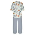 thumbnail image 5 of Nrmvnmi Women's Summer 2 Piece Outfits Casual Floral Prints Short Sleeve Pajama Tops Wide Leg Pants Lounge Sets Tracksuits Mothers Day Gifts, 5 of 5