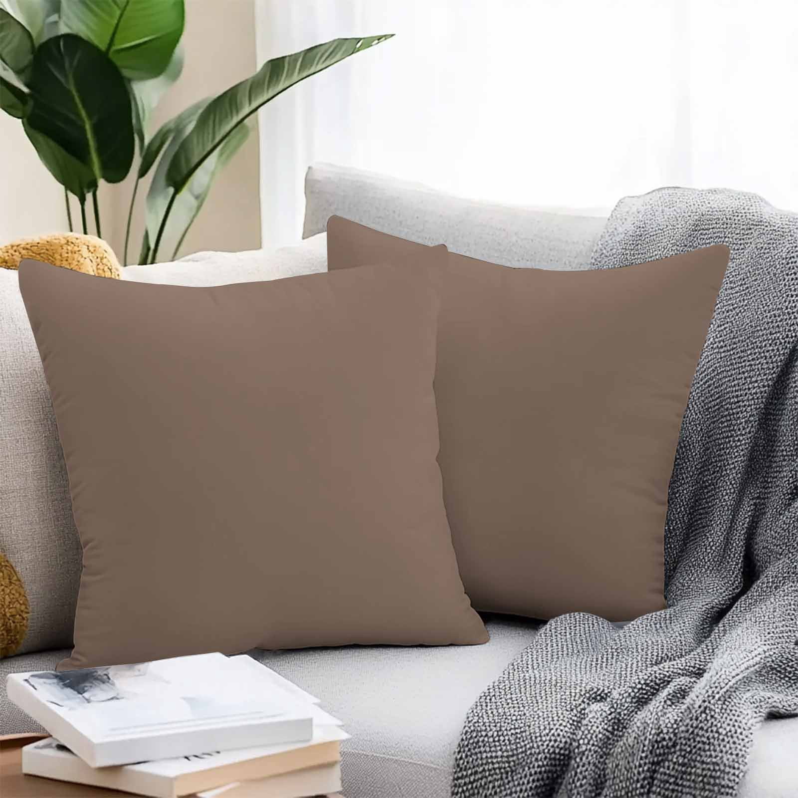Outdoor Waterproof Throw Pillow Covers Set of 2 Solid Color Decorative Pillowcases Square Outdoor Pillows Cushion Case 18x18 Inch Brown Patio Pillows for Couch Sofa Bed Garden