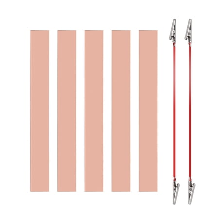 Uxcell 20x180mm Copper Anode Sheet, 5 Pack Pure Copper Strip (99.995% Pure) 1mm Thick Plate Electrode Set with Alligator Clips Cables for Electroplating Plating Experiment