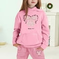 thumbnail image 2 of Little Outfits for Girls Sets Winter Hoodie Joggers Comfy Casual Kids Print Cute Girls Fall Clothes Light Pink Size 6-7T, 2 of 4