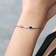 thumbnail image 4 of Gem Stone King 925 Silver and 10K Yellow Gold Lab Grown Diamond and Blue Created Sapphire Bracelet for Women | 1.04 Cttw | Gemstone April Birthstone | Oval 6X4MM | Fully Adjustable 9", 4 of 4
