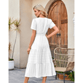 thumbnail image 4 of Women's Summer Casual Maxi Dress Puff Short Sleeve V Neck Ruffle Boho Beach Long Dresses, 4 of 6