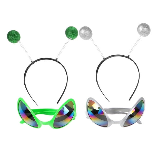 KAKOWELY 4 diademas con antena y gafas de extraterrestre para Halloween, Navidad, festivales y fiestas.