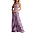 thumbnail image 5 of Karymi Halter Deep V Maxi Dress, Sleeveless Twist Front High Slit Backless Flowy Vacation Evening Gown Easter Dresses for Women 2026, 5 of 6