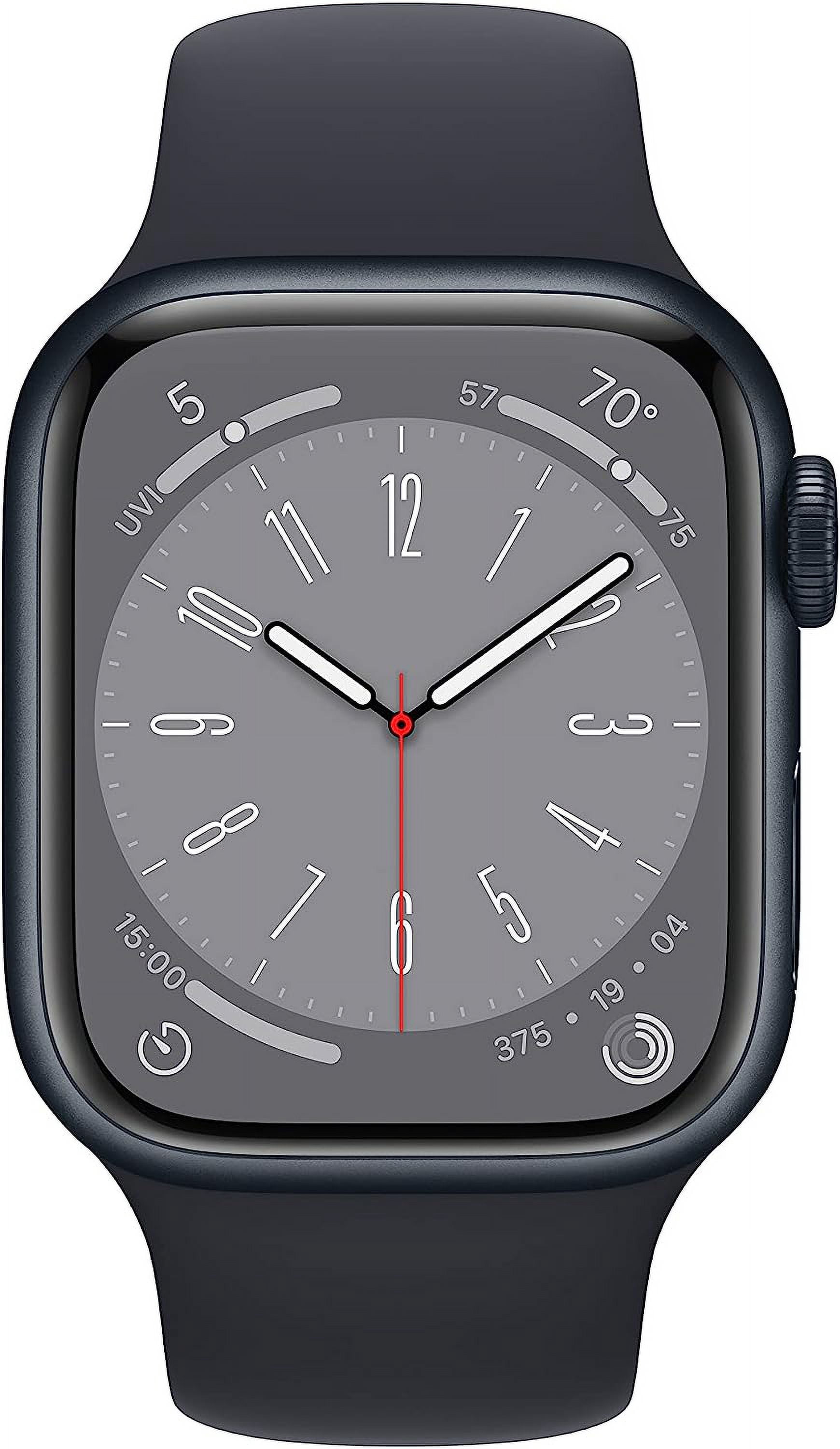 Apple Watch Series 8 GPS + Cellular 41mm Midnight Aluminum Case with Midnight Sport Band - M/L. Fitness Tracker, Blood Oxygen & ECG Apps, Always-On Retina Display