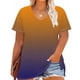 thumbnail image 4 of Camiseta de Base de Impresión de Manga Corta con Cuello en V para las Mujeres, Más Tamaño Estante de Imitación Casual Superior, 4 of 9