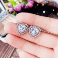 thumbnail image 4 of 925 Silver Women Stud Earring Elegant 7 Color Heart Cut Cubic Zircon Jewelry, 4 of 4