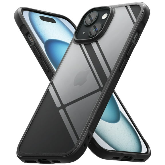 Ringke Fusion Bold [Clear Back   Anti-Yellowing Material] Compatible with iPhone 15 Plus Case, Non-Slip Enhanced Grip Transparent Phone Cover for Women, Men - Black