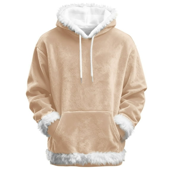 NMMUED Christmas Hoodie Sherpa Hoodie Funny Christmas Hoodies for Women Oversized Hoodie Christmas Outfits for Women Baggy Hoodie Xmas Sweatshirt Women Beige L