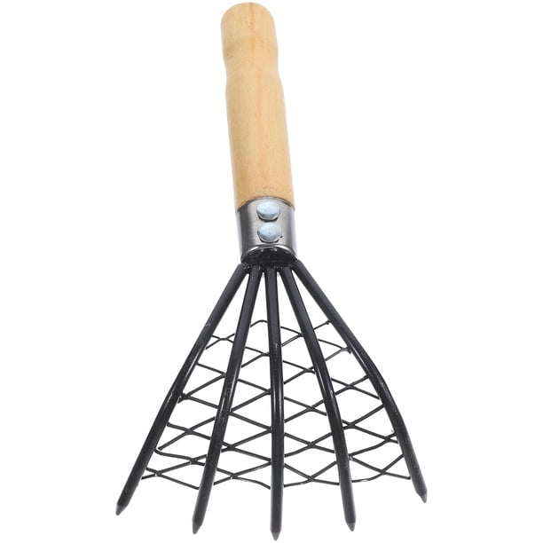 1 rastrillo de acero inoxidable para almejas con red para excavar conchas de ostras.
