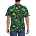 thumbnail image 3 of Bixox Men's Dinosaurs and Tropical Leaves and Flowers Printed Short Sleeve Skinny Athletic T-Shirt, 3 of 6