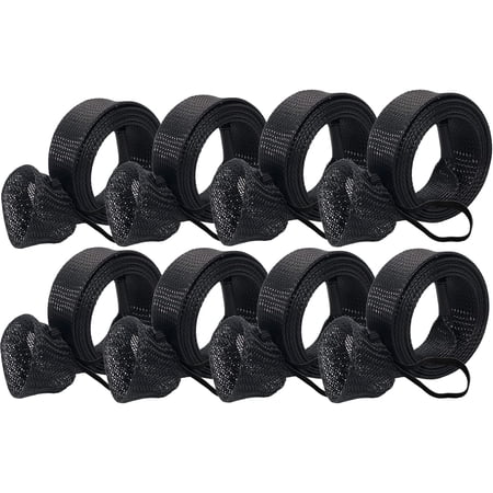 8 Pack Fishing Rod Socks Sleeves 67 Inches Braided Mesh Rod Protector Cover for Casting/Spinning/Fly/Sea Fishing Rods (Black)