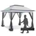 thumbnail image 3 of INTER HUT 11x11 Outdoor Pop up Gazebo Tent with Mesh Walls for Patio, Lawn, Backyard and Deck, Gray, 3 of 9